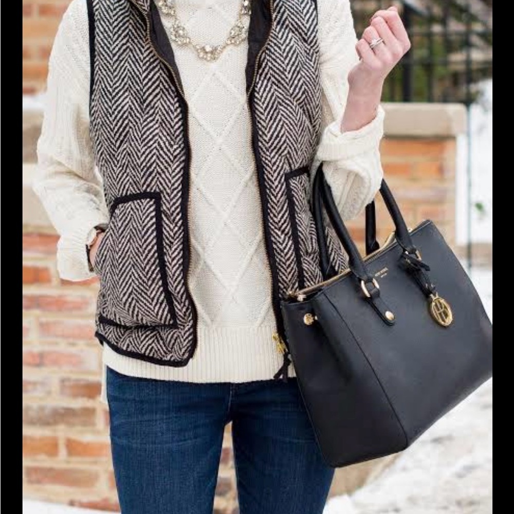 J crew quilted down fill herringbone vest